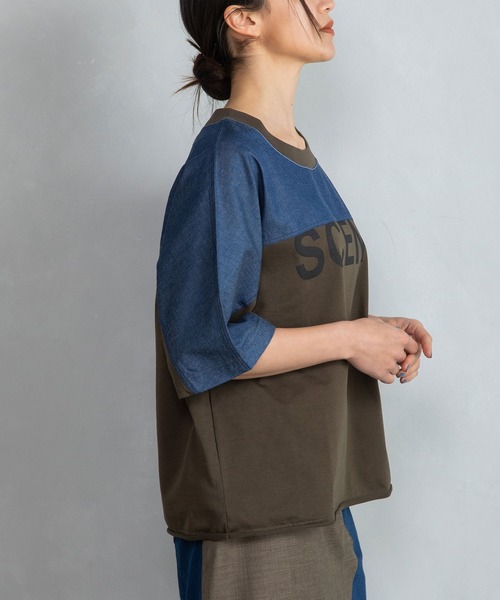 「MARECHAL TERRE」 半袖カットソー MEDIUM カーキ レディース_画像6