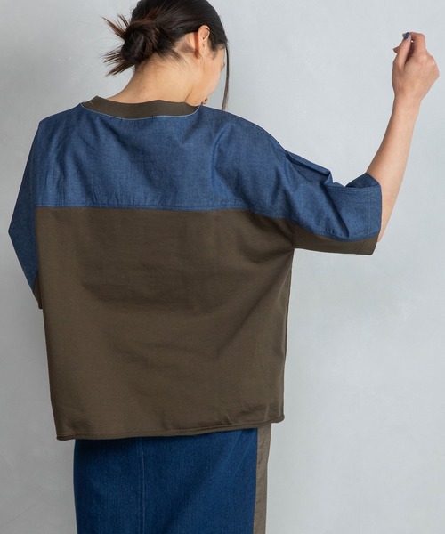 「MARECHAL TERRE」 半袖カットソー MEDIUM カーキ レディース_画像7
