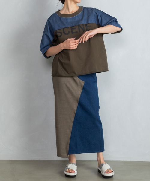 「MARECHAL TERRE」 半袖カットソー MEDIUM カーキ レディース_画像9