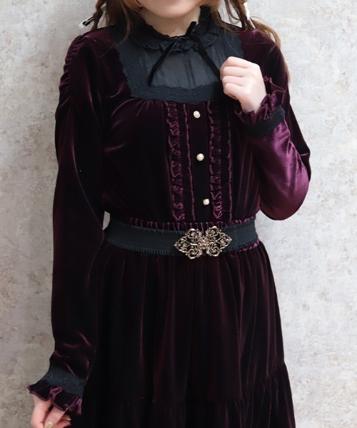 axes femme（アクシーズ ファム） tシャツ ブロッキングベロアプル 