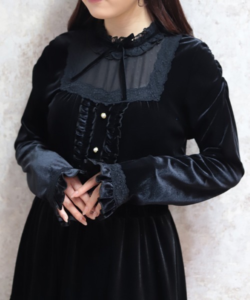 axes femme（アクシーズ ファム） tシャツ ブロッキングベロアプル