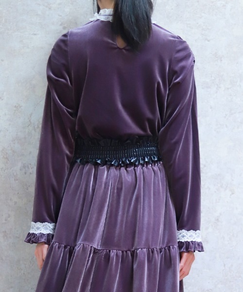 axes femme（アクシーズ ファム） tシャツ ブロッキングベロアプル