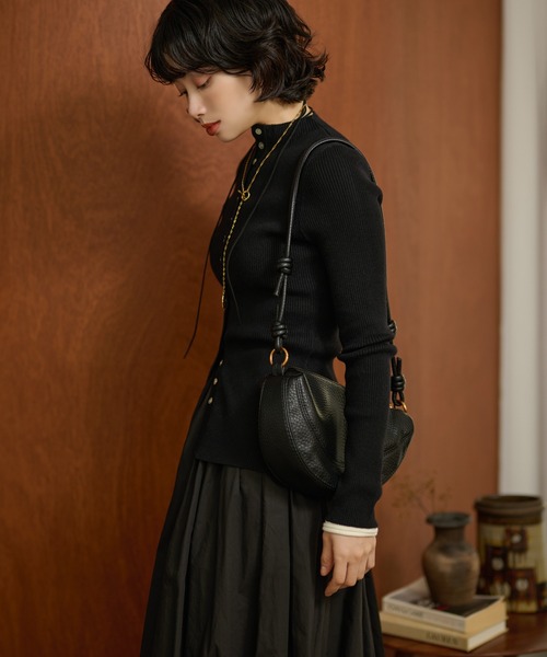 カーディガン many button rib knit cardigan /メニーボタンリブニット