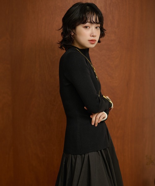 カーディガン many button rib knit cardigan /メニーボタンリブニット