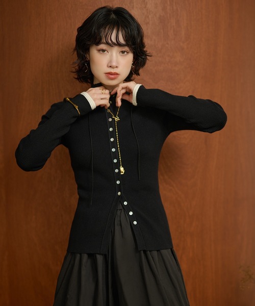 Vintage knit cardigan リブニットカーディガン カーディガン many button rib knit cardigan /メニーボタンリブニット