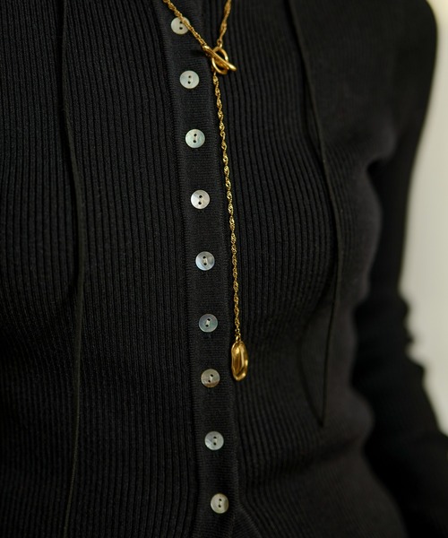カーディガン many button rib knit cardigan /メニーボタンリブニット