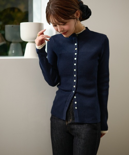 5537 【極美品】マディソンブルー カーディガン リブニット ネイビー カーディガン many button rib knit cardigan /メニーボタンリブニット