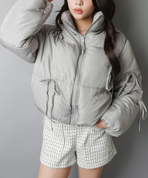 SPINNS（スピンズ） ダウンコート ダウンジャケット リボンで甘さ盛り