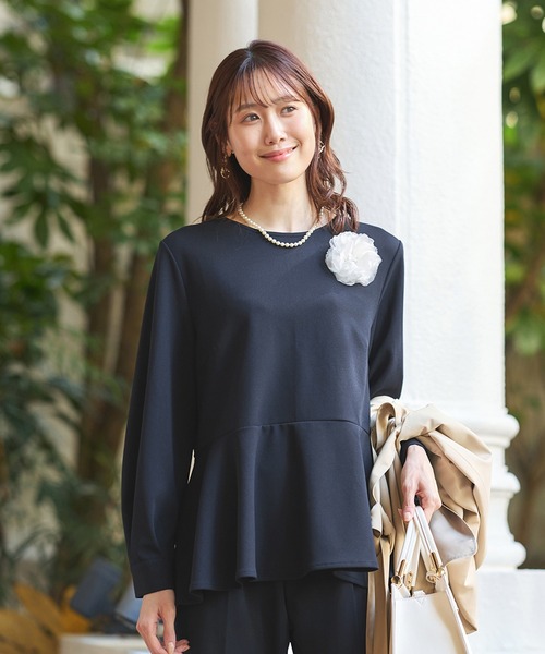 「Honeys」 「GLACIER」長袖ブラウス L ネイビー レディース_画像5