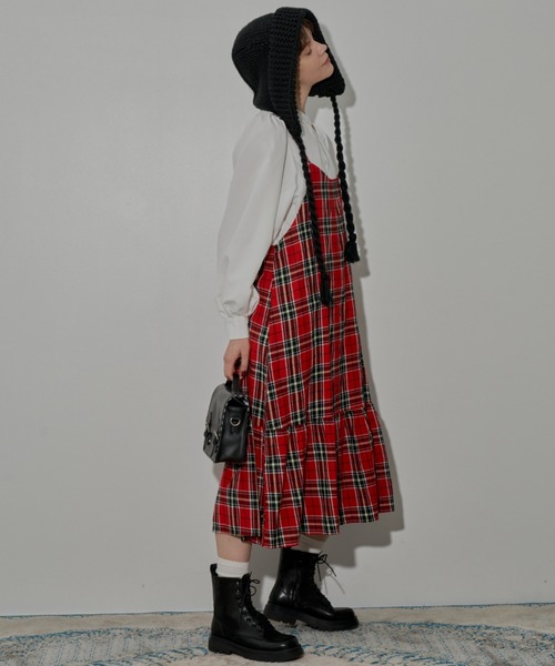 「MERLOT」 キャミソールワンピース FREE レッド レディース_画像6