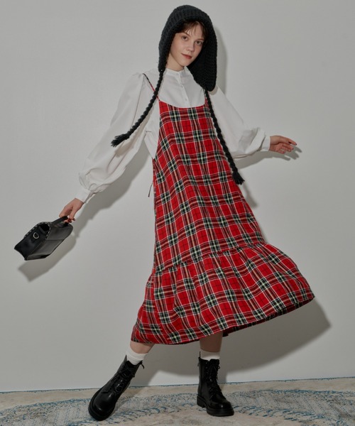 「MERLOT」 キャミソールワンピース FREE レッド レディース_画像7