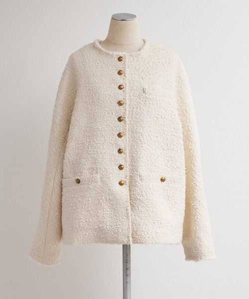 pual ce cin ジャケット ノーカラージャケット アソート ツイードノー