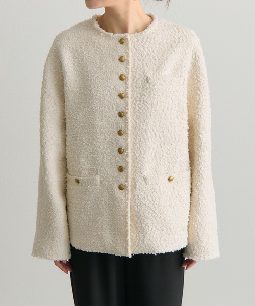 pual ce cin ジャケット ノーカラージャケット アソート ツイードノー