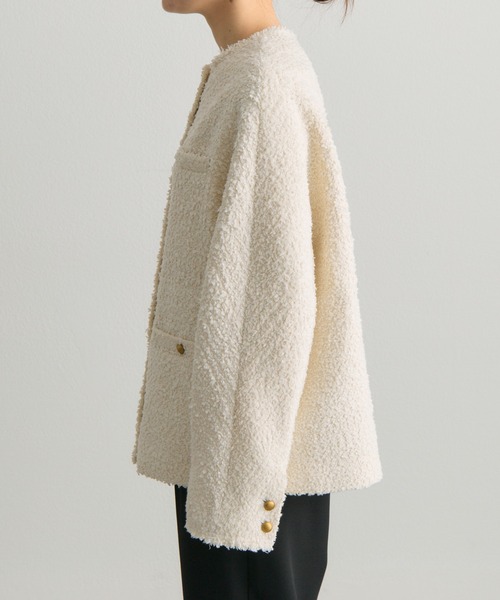 pual ce cin ジャケット ノーカラージャケット アソート ツイードノー