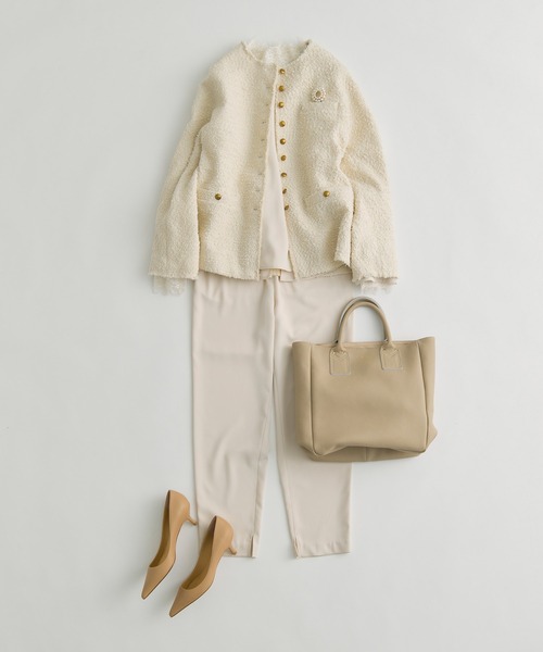 【PUAL CE CIN】ツイードノーカラージャケット pual ce cin ジャケット ノーカラージャケット アソート ツイードノー