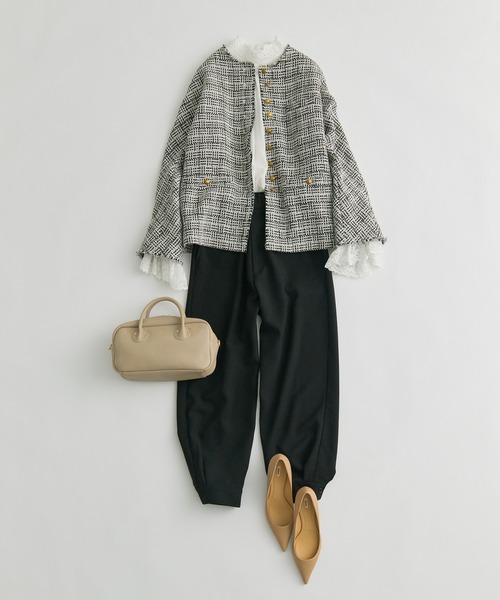 pual ce cin ジャケット ノーカラージャケット アソート ツイードノー