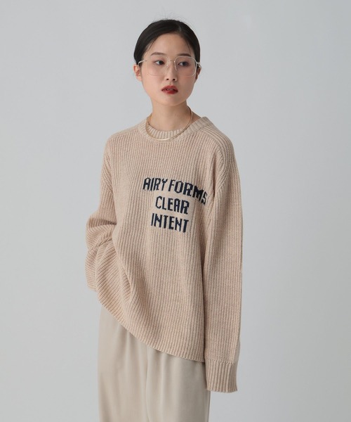 LEPSIM（レプシィム） ニット セーター 7ゲージ畔編みロゴプルオーバー