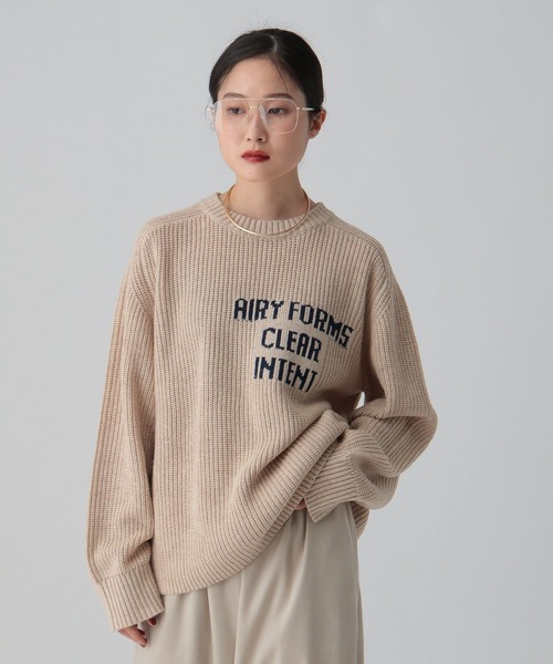 LEPSIM（レプシィム） ニット セーター 7ゲージ畔編みロゴプルオーバー