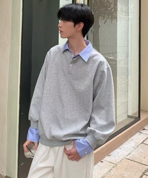 nagonstans レイヤードスウェット WYZ トレーナー スウェット オーバーサイズシャツレイヤードスウェット