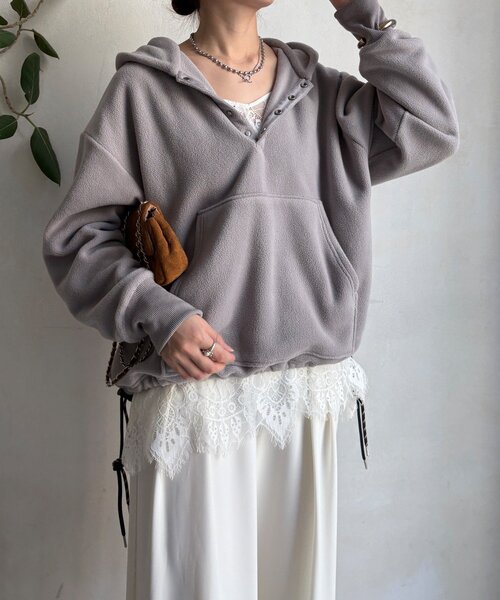 DouDou（ドゥドゥ） tシャツ フリーススナッププルオーバー レディース