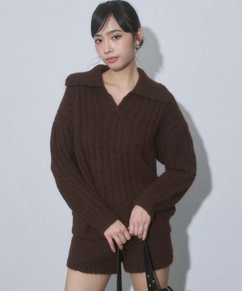 ENVYM（アンビー） ニット セーター ケーブル ポロ ニット トップス