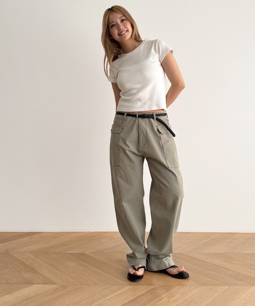 「CANAL JEAN」 「El mar」カーゴパンツ MEDIUM カーキ レディース_画像4