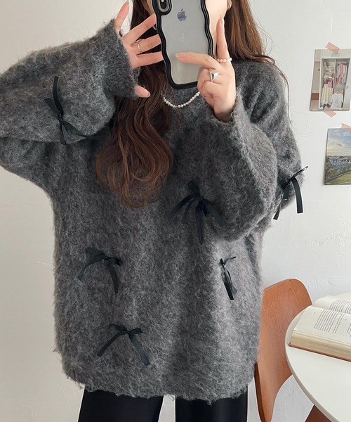 「classicalelf」 長袖ニット LARGE チャコール レディース_画像9