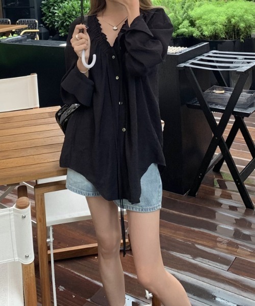 「FREE STYLISTS」 長袖ブラウス L ブラック レディース_画像4