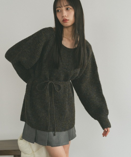 「VANNIE U」 長袖ニット FREE ダークブラウン レディース_画像5