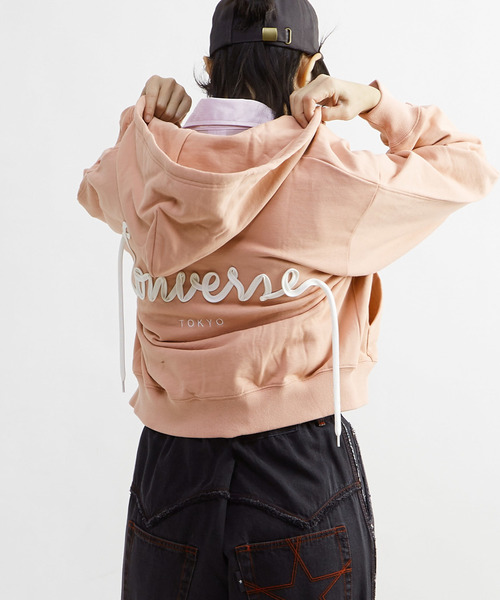 CONVERSE TOKYO パーカー BACK SPINDLE LOGO ZIP HOODIE レディース