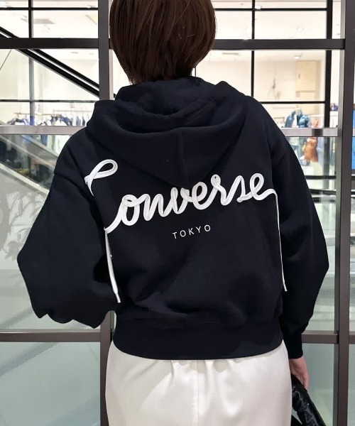 CONVERSE TOKYO パーカー BACK SPINDLE LOGO ZIP HOODIE レディース