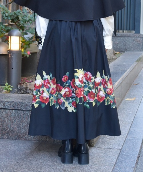 axes femme（アクシーズ ファム） スカート 椿柄スカート : ZOZOTOWN