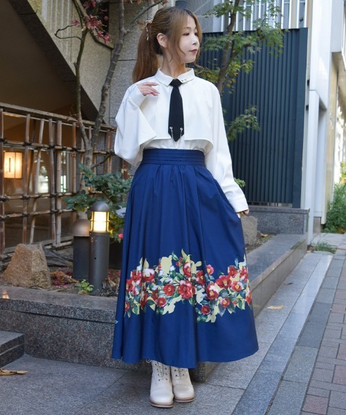 axes femme（アクシーズ ファム） スカート 椿柄スカート : ZOZOTOWN