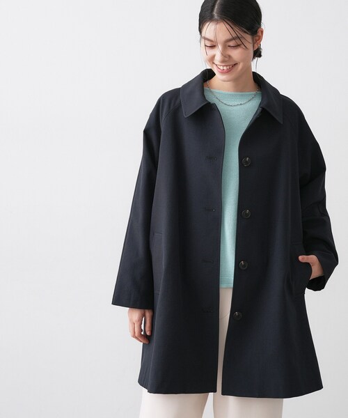 【現行 極美品 XL】ダーバン　ステンカラーコート　撥水　薄手　軽量　黒　洗える Dessin（デッサン） ステンカラーコート コート 「花粉ガード/撥水加工