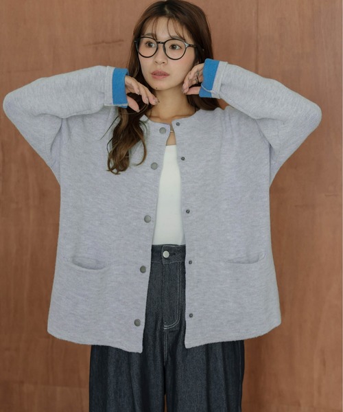 「La-gemme」 ニットカーディガン フリー グレー レディース_画像8