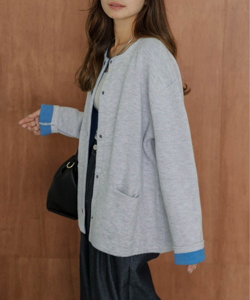 「La-gemme」 ニットカーディガン フリー グレー レディース_画像9