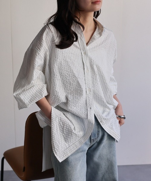 AP STUDIO 【PRE_/プレ】 タックスリーブロングTシャツ ap retro ブラウス シャツ タックスリーブロングシャツ / 大人のハリ感