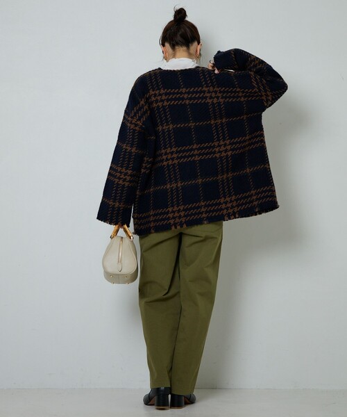 「John branigan」 ノーカラージャケット フリ- ベージュ レディース_画像5