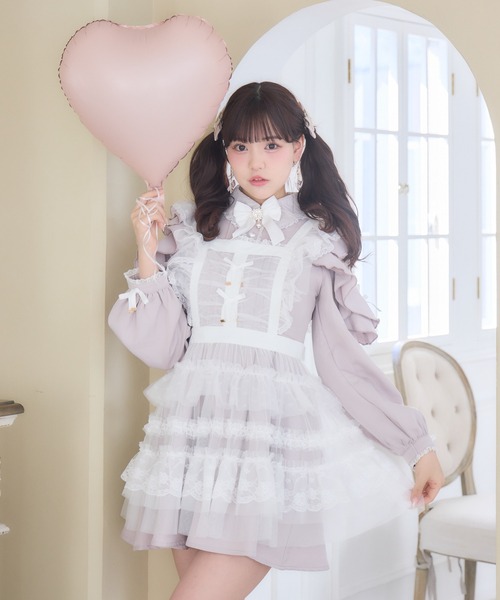日*1様 ロジータ　ピンク フリル付きキャミソール ROJITA（ロジータ） ワンピース チュールエプロン付きメイドワンピース