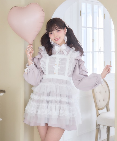 日*1様 ロジータ　ピンク フリル付きキャミソール ROJITA（ロジータ） ワンピース チュールエプロン付きメイドワンピース