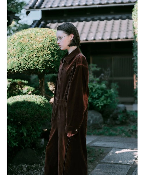 オールインワン 「TAJEN:T」BLEACH OUT VELVET JUMP SUIT/ ベルベット