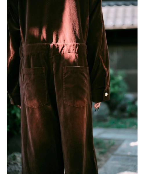 オールインワン 「TAJEN:T」BLEACH OUT VELVET JUMP SUIT/ ベルベット