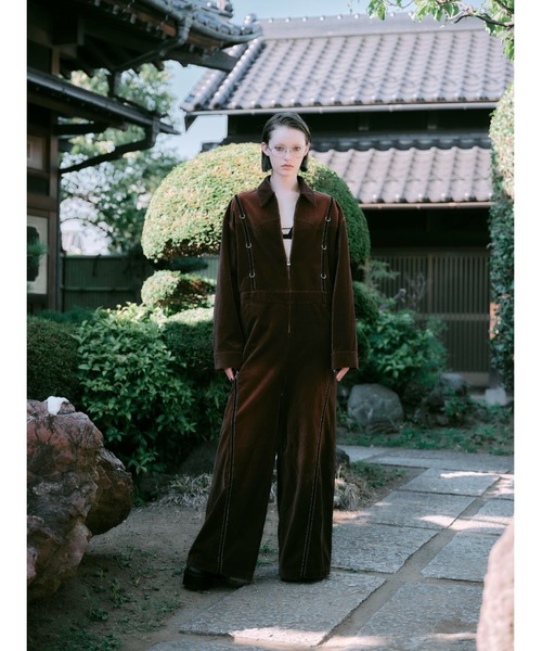 オールインワン 「TAJEN:T」BLEACH OUT VELVET JUMP SUIT/ ベルベット