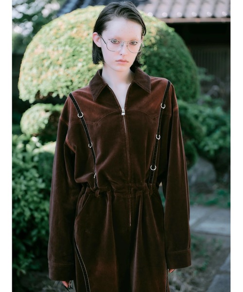 オールインワン 「TAJEN:T」BLEACH OUT VELVET JUMP SUIT/ ベルベット