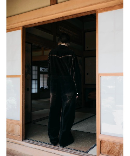 オールインワン 「TAJEN:T」BLEACH OUT VELVET JUMP SUIT/ ベルベット