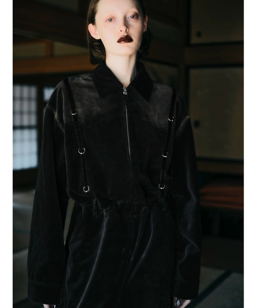 オールインワン 「TAJEN:T」BLEACH OUT VELVET JUMP SUIT/ ベルベット