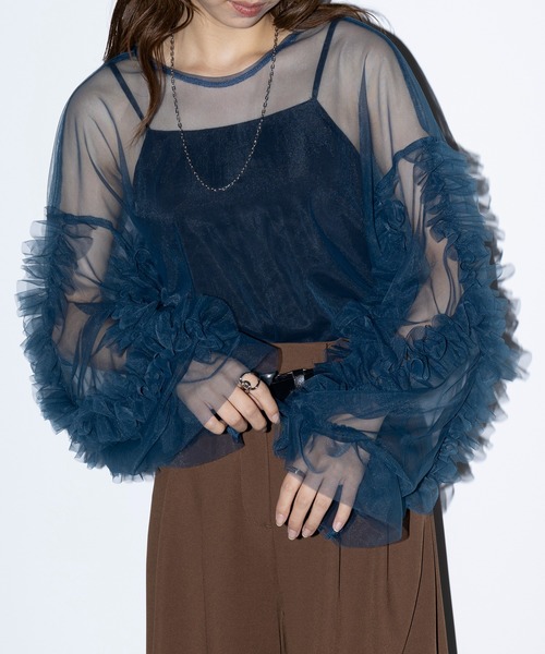 「MAISON BREEZE reveur」 長袖カットソー FREE ブルーグリーン レディース_画像2