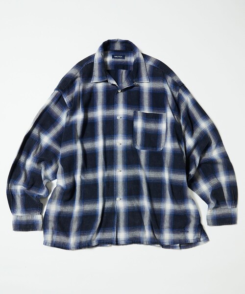 NAUTICA（ノーティカ） 長袖シャツ LARGE ネイビー メンズ : ZOZOTOWN