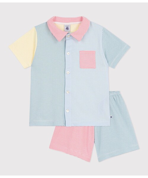 【新品✨】未開封　プチバトー　キッズパジャマ　３点セット128㌢　女の子 PETIT BATEAU（プチバトー） パジャマ ミラレ半袖パジャマ キッズ 子供