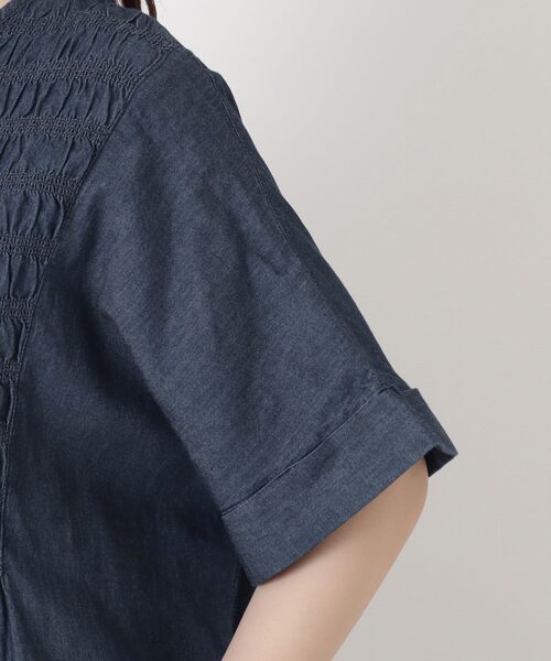 one'sterrace（ワンズテラス） ワンピース 半袖 スモッキング 刺繍入り